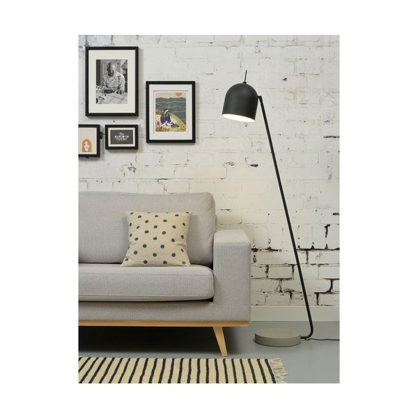 Černo-šedá stojací lampa s kovovým stínidlem (výška 147 cm) Madrid – it's about RoMi-image-4