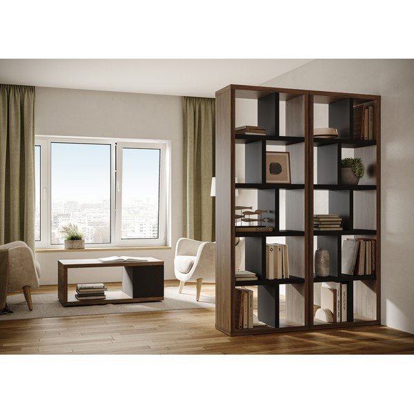 Hnědo-černá knihovna v dekoru ořechu 70x198 cm Berlin – TemaHome-image-1