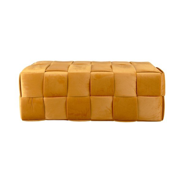 Sametový taburet v hořčicové barvě Weaved – Leitmotiv-image-2