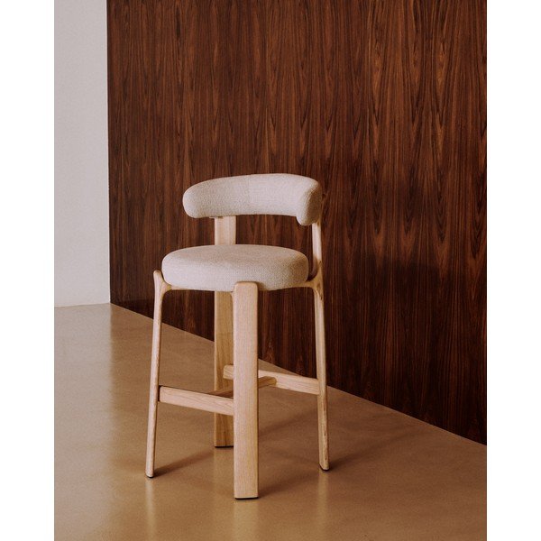 Béžová/ve světle přírodní barvě barová židle z jasanového dřeva (výška sedáku 75 cm) Granite – Kave Home-image-1