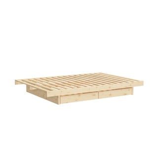 Dvoulůžková postel z borovicového dřeva s úložným prostorem Karup Design Kanso, 140 x 200 cm