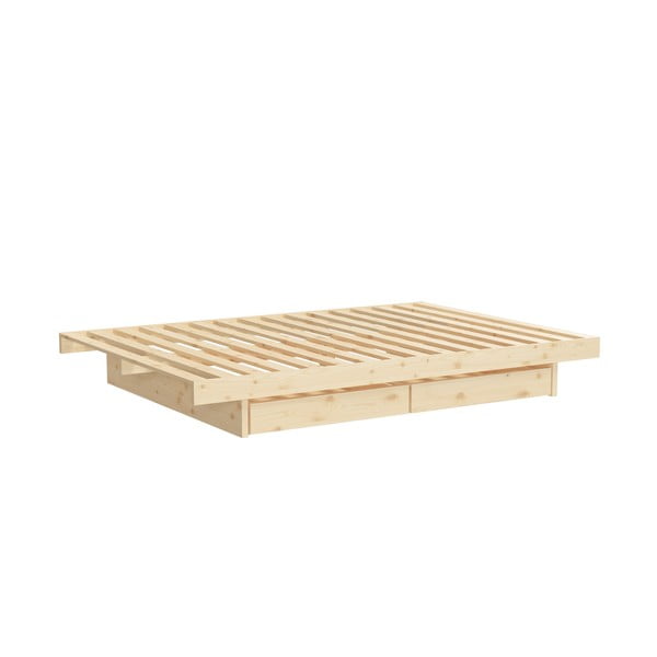 Dvoulůžková postel z borovicového dřeva s úložným prostorem 140x200 cm Kanso – Karup Design