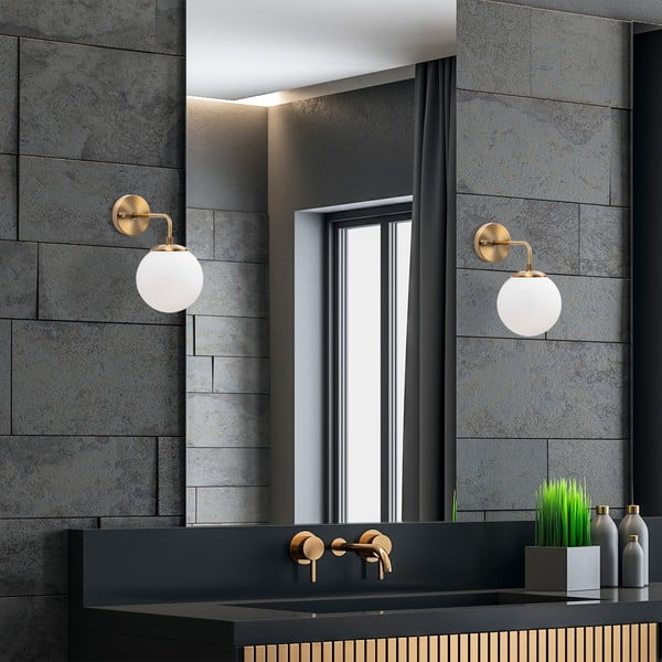 Bílé/v mosazné barvě nástěnné svítidlo ø 15 cm Viran – Opviq lights-image-3