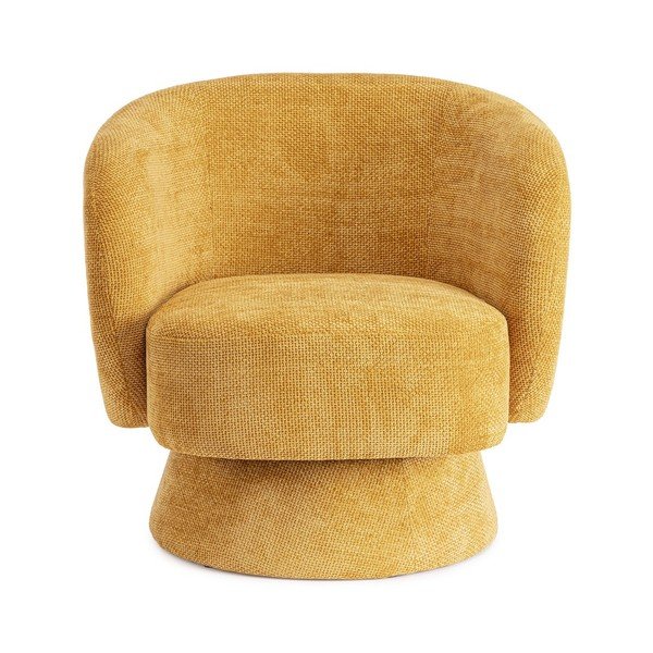 Otočné žinylkové křeslo v hořčicové barvě Julienne – Bizzotto-image-2