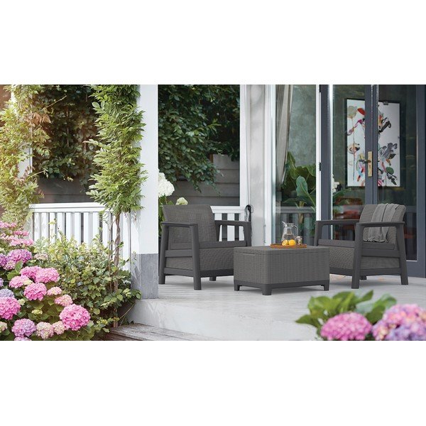 Šedá plastová zahradní křesla v sadě 2 ks Scandi Linea – Keter-image-1