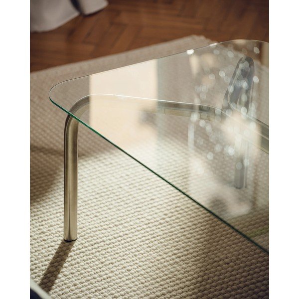 Konferenční stolek se skleněnou deskou ve stříbrné barvě 60x110 cm Uku – noo.ma-image-4