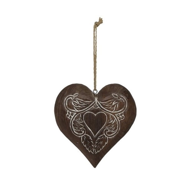 Dřevěná závěsná dekorace ve tvaru srdce Antic Line Lily