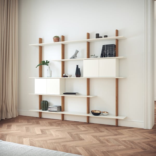 Modulární policový systém v dekoru dubu v bílo-přírodní barvě 224x190 cm Bridge – Tenzo-image-3