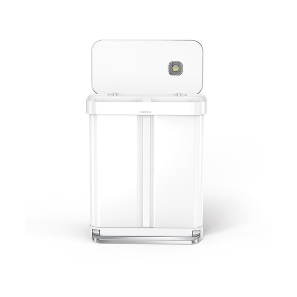 Bílý ocelový odpadkový koš 34+24 l na tříděný odpad/nášlapný Dual – simplehuman-image-1