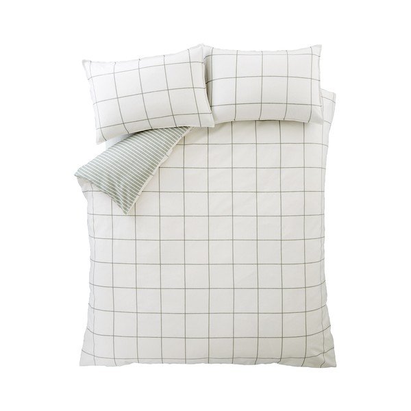 Zelené/krémové flanelové povlečení na dvoulůžko 200x200 cm Brushed Regal Check – Bianca