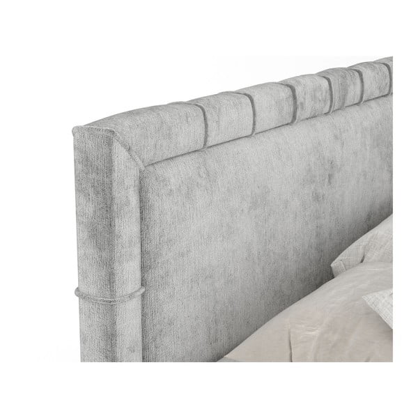 Světle šedá boxspring postel s úložným prostorem 200x200 cm Voyage – Maison de Rêve-image-3