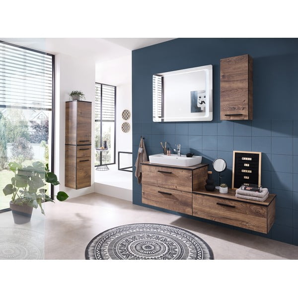 Hnědá závěsná koupelnová skříňka v dekoru dubu 30x70 cm Set 374 - Pelipal-image-4