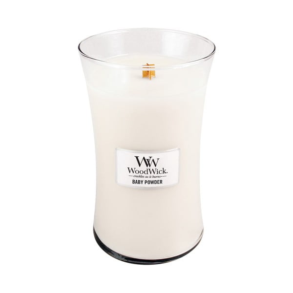 Svíčka s vůní vanilky, medu a růže WoodWick Dětský pudr, doba hoření 130 hodin