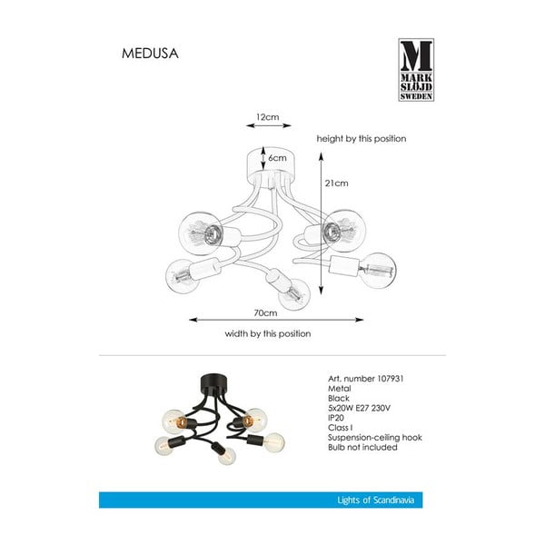 Černé stropní svítidlo Markslöjd Medua Ceiling 5L-image-1