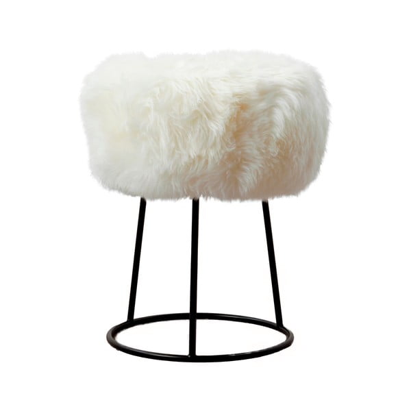 Stolička s bílým sedákem z ovčí kožešiny Native Natural, ⌀ 36 cm