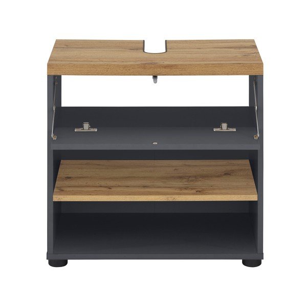 Antracitová skříňka pod umyvadlo v dekoru dubu 60x57 cm Thessa – Støraa-image-2