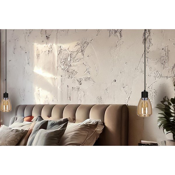 Černé závěsné svítidlo se skleněným stínidlem ø 12 cm Moldo – Candellux Lighting-image-1