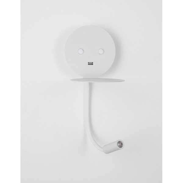 Bílé hliníkové LED nástěnné svítidlo s ohybatelnou konstrukcí/s USB portem Eclip – Nova Luce-image-3