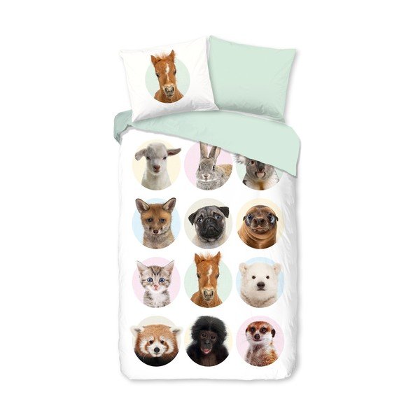 Bavlněné dětské povlečení na jednolůžko/prodloužené 140x220 cm Young Animals – Good Morning