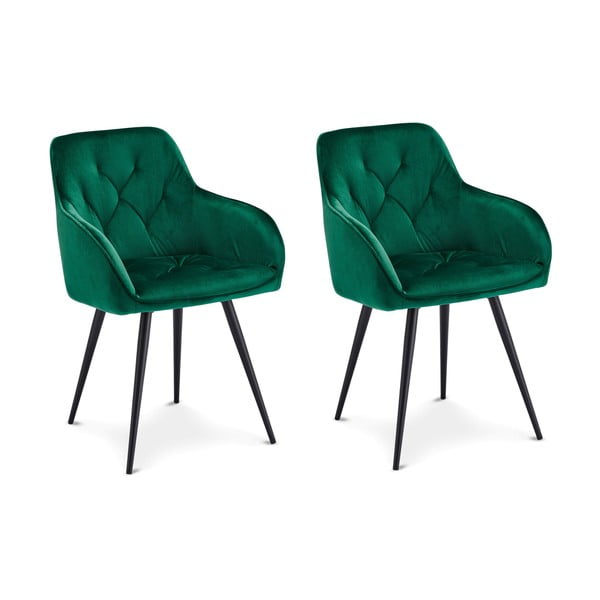 Zelené sametové jídelní židle v sadě 2 ks Nadja – Furnhouse-image-3
