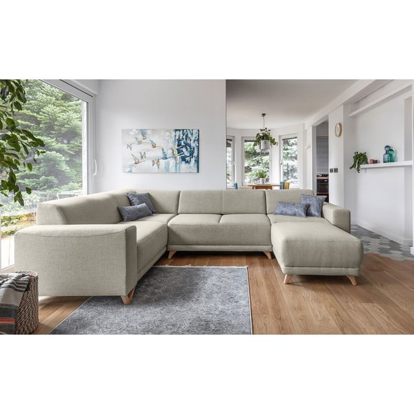 Béžová rozkládací/s úložným prostorem rohová pohovka (levý roh/do "U") Classy Sophie – Miuform-image-1