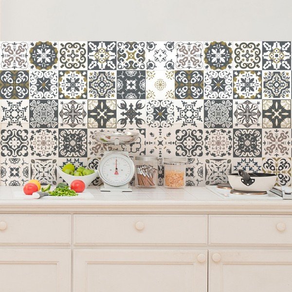 Sada 30 nástěnných samolepek Ambiance Wall Decal Cement Tiles Antalya, 15 x 15 cm-image-1