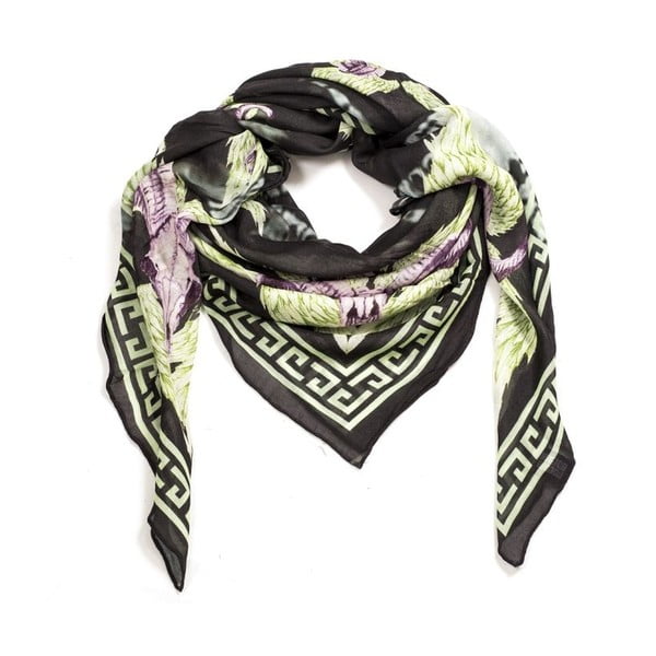 Vlněný šátek s kašmírem Rama Black, 130x130 cm