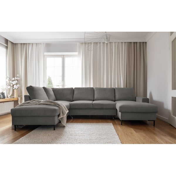 Šedá manšestrová rozkládací rohová pohovka (levý roh) Lofty Lilly – Miuform-image-1