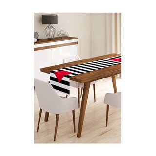 Běhoun na stůl z mikrovlákna Minimalist Cushion Covers Stripes with Red Heart, 45 x 140 cm