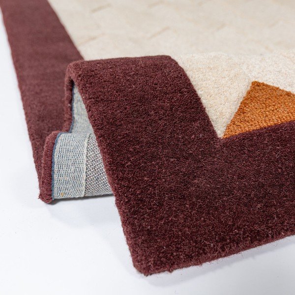 Vínový/v přírodní barvě ručně tkaný vlněný koberec 120x170 cm Apex Border Wool – Flair Rugs-image-4