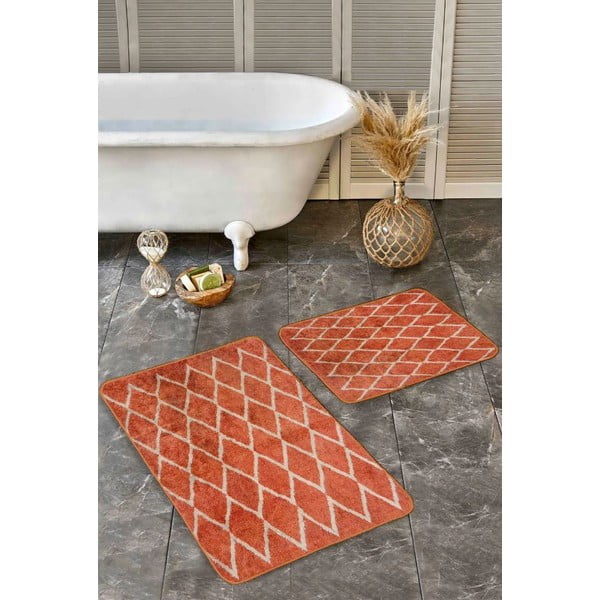 Sametové koupelnové předložky v terakotové barvě v sadě 2 ks 60x100 cm – Mila Home-image-4