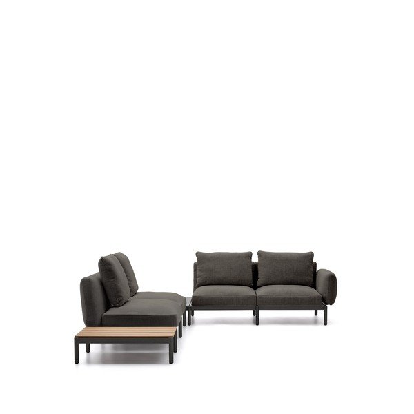 Tmavě šedá čalouněná zahradní pohovka (do L) Sorells – Kave Home-image-4