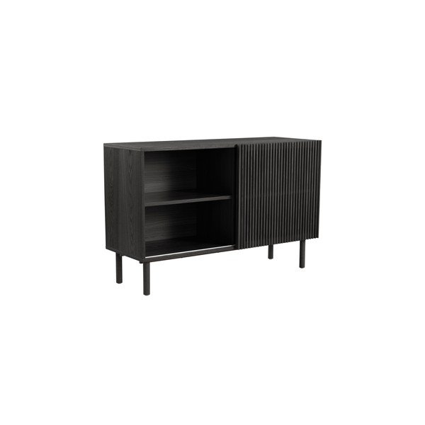 Černá skříňka v dekoru jasanu s posuvnými dveřmi 124x80x45 cm Sion – Jotex-image-3