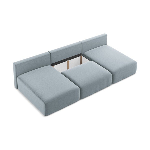 Modrá sametová rozkládací/s úložným prostorem rohová pohovka (do "U") Kalena – Makamii-image-4