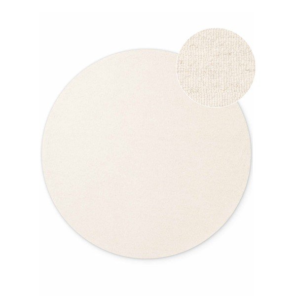 Krémový ručně tkaný vlněný kulatý koberec ø 160 cm Puristic Knots – Elle Decoration