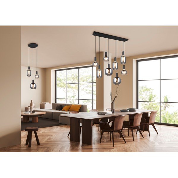 Černé závěsné svítidlo se skleněným stínidlem Diva – Trio-image-3