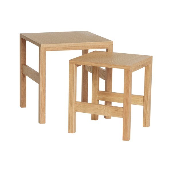 Odkládací stolky v dekoru dubu v sadě 2 ks 40x40 cm Puzzle – Hübsch-image-2