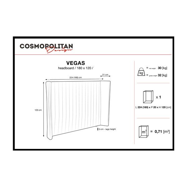 Čelo postele v námořnické modré Cosmopolitan Design Vegas, 180 x 120 cm-image-4