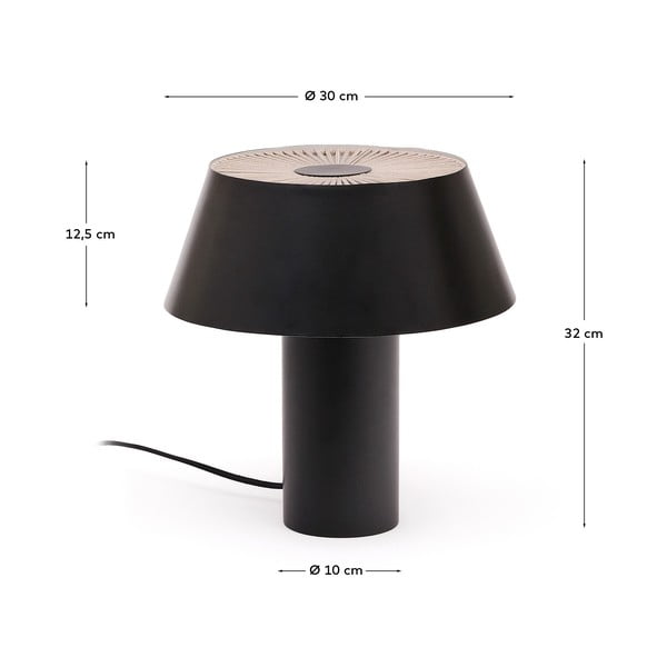 Černá stolní lampa s kovovým stínidlem (výška 32 cm) Ancare – Kave Home-image-4