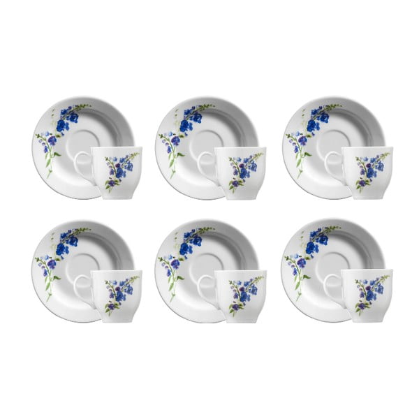 Bílo-modré porcelánové šálky v sadě 6 ks 0.9 l – Hermia