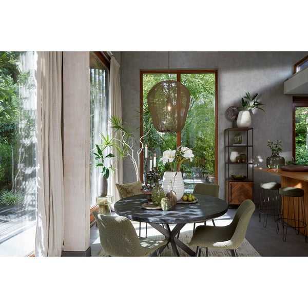 Černý kulatý jídelní stůl s deskou z akácie ø 120 cm Yellov – Light & Living-image-4