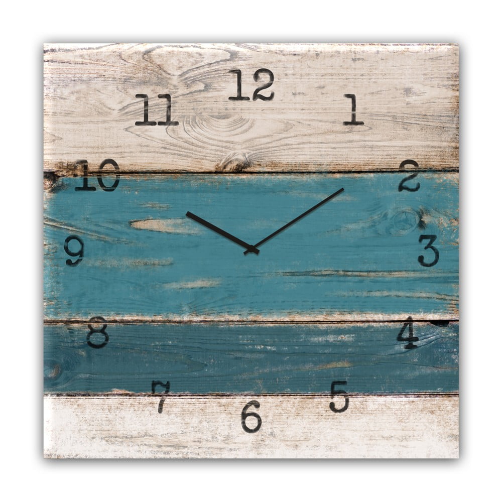 Nástěnné hodiny Styler Glassclock Blue Wood, 30 x 30 cm