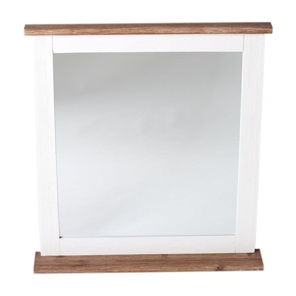Bílé nástěnné zrcadlo z akáciového dřeva Woodking Kimberly