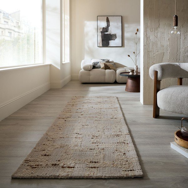 Ručně tkaný běhoun s příměsí vlny v přírodní barvě 80x230 cm Rova Blend – Flair Rugs-image-1
