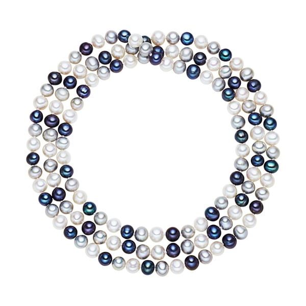 Bílo-modrý perlový náhrdelník The Pacific Pearl Company Chakra Pearls, délka 90 cm
