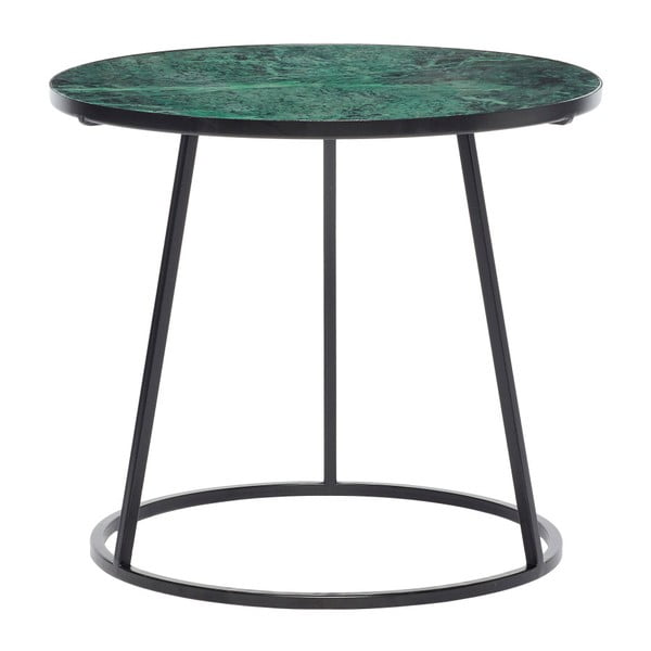 Černý odkládací stolek se zelenou mramorovou deskou Hübsch Dana