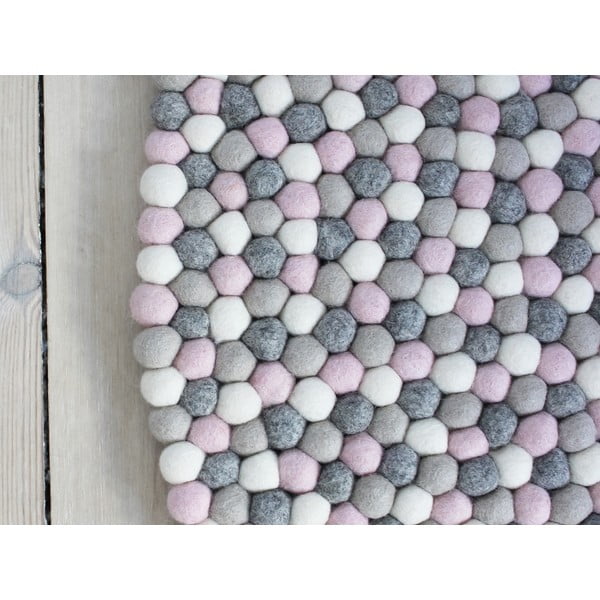Světle růžovo-šedý kuličkový vlněný koberec Wooldot Ball Rugs, ⌀ 120 cm
