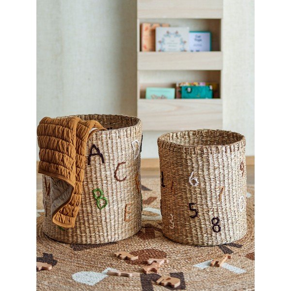 Dětské koše na hračky z mořské trávy v přírodní barvě v sadě 2 ks ø 35x38 cm Dinne – Bloomingville Mini-image-3