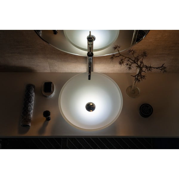 Bílé skleněné kulaté umyvadlo ø 42 cm Telica – Sapho-image-1