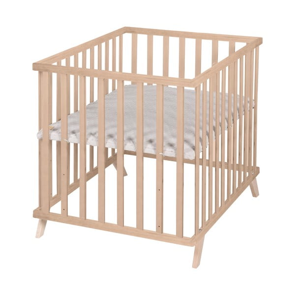 Dětská ohrádka z bukového dřeva s nastavitelnou výškou 75x100 cm v přírodní barvě Lil Planet – Roba-image-3